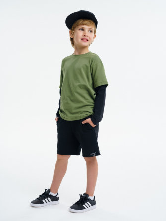 LF Kids, шорты детские из футера набор 2 штуки (черный+светло-серый)
