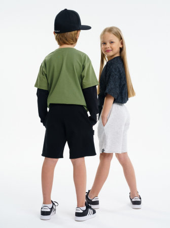 LF Kids, шорты детские из футера набор 2 штуки (черный+светло-серый)