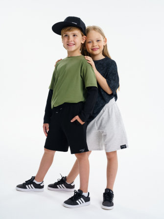 LF Kids, шорты детские из футера набор 2 штуки (черный+светло-серый)
