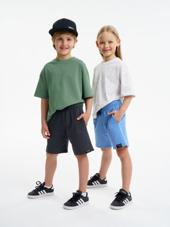 LF Kids, шорты детские из футера набор 2 штуки (графит+голубой)