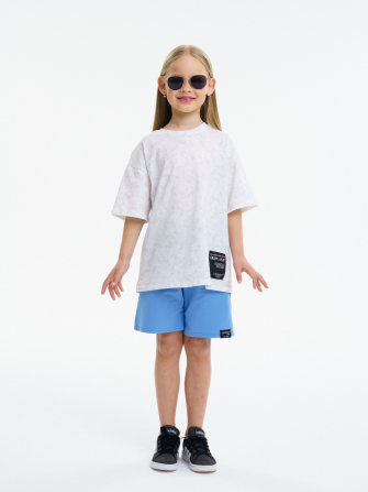 LF Kids, шорты детские из футера набор 2 штуки (графит+голубой)