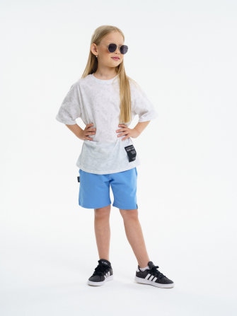 LF Kids, шорты детские из футера набор 2 штуки (графит+голубой)