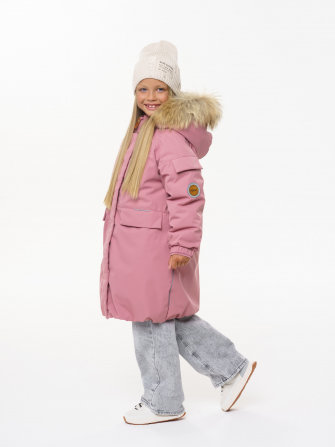 PogoKids, пальто зимнее для девочки (pink), арт. 88258 (БЕЗ МЕХА + засалы от утюга)