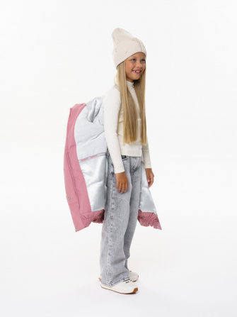 PogoKids, пальто зимнее для девочки (pink), арт. 88258 (БЕЗ МЕХА + засалы от утюга)