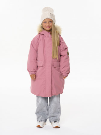 PogoKids, пальто зимнее для девочки (pink), арт. 88258 (БЕЗ МЕХА + засалы от утюга)