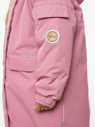 PogoKids, пальто зимнее для девочки (pink), арт. 88258 (БЕЗ МЕХА + засалы от утюга)