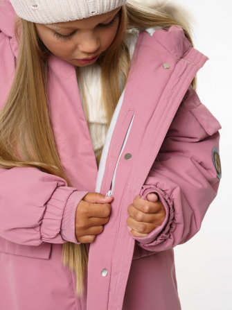 PogoKids, пальто зимнее для девочки (pink), арт. 88258 (БЕЗ МЕХА + засалы от утюга)