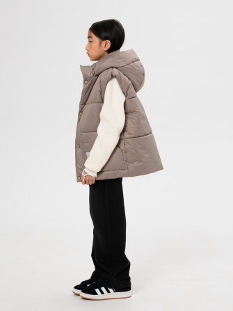 LF kids, жилет демисезонный с капюшоном, цвет бежевый ДЕФЕКТ