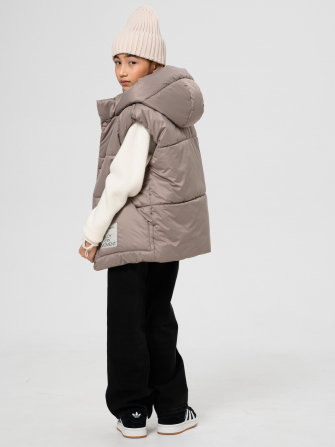 LF kids, жилет демисезонный с капюшоном, цвет бежевый ДЕФЕКТ