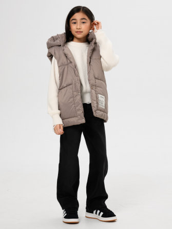 LF kids, жилет демисезонный с капюшоном, цвет бежевый ДЕФЕКТ