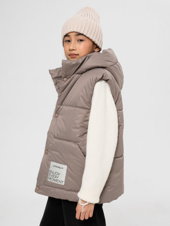 LF kids, жилет демисезонный с капюшоном, цвет бежевый ДЕФЕКТ