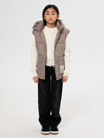 LF kids, жилет демисезонный с капюшоном, цвет бежевый ДЕФЕКТ