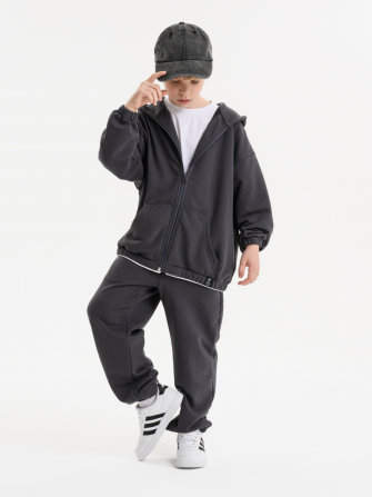 LF kids, костюм “Зип” спортивный на молнии с капюшоном (цвет серый) ! ДЕФЕКТ !