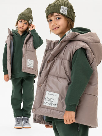 LF kids, жилет демисезонный с капюшоном, цвет бежевый ДЕФЕКТ