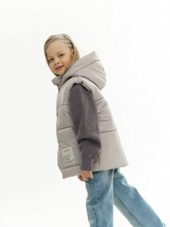 LF kids, жилет демисезонный с капюшоном, цвет серо-бежевый 