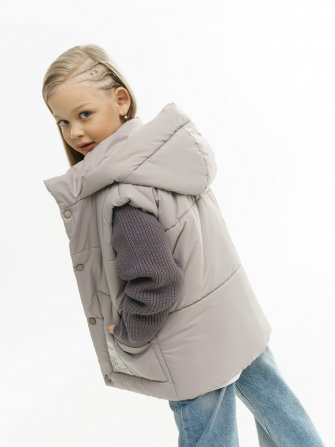 LF kids, жилет демисезонный с капюшоном, цвет серо-бежевый 