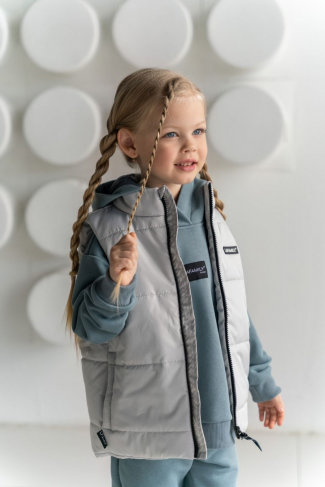 LF kids, жилет демисезонный, цвет светло-серый ДЕФЕКТ