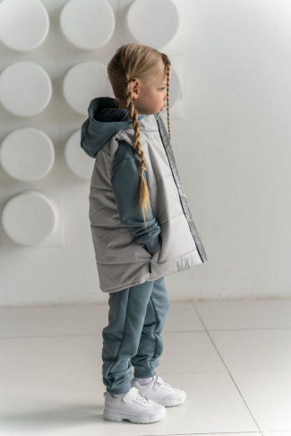 LF kids, жилет демисезонный, цвет светло-серый ДЕФЕКТ
